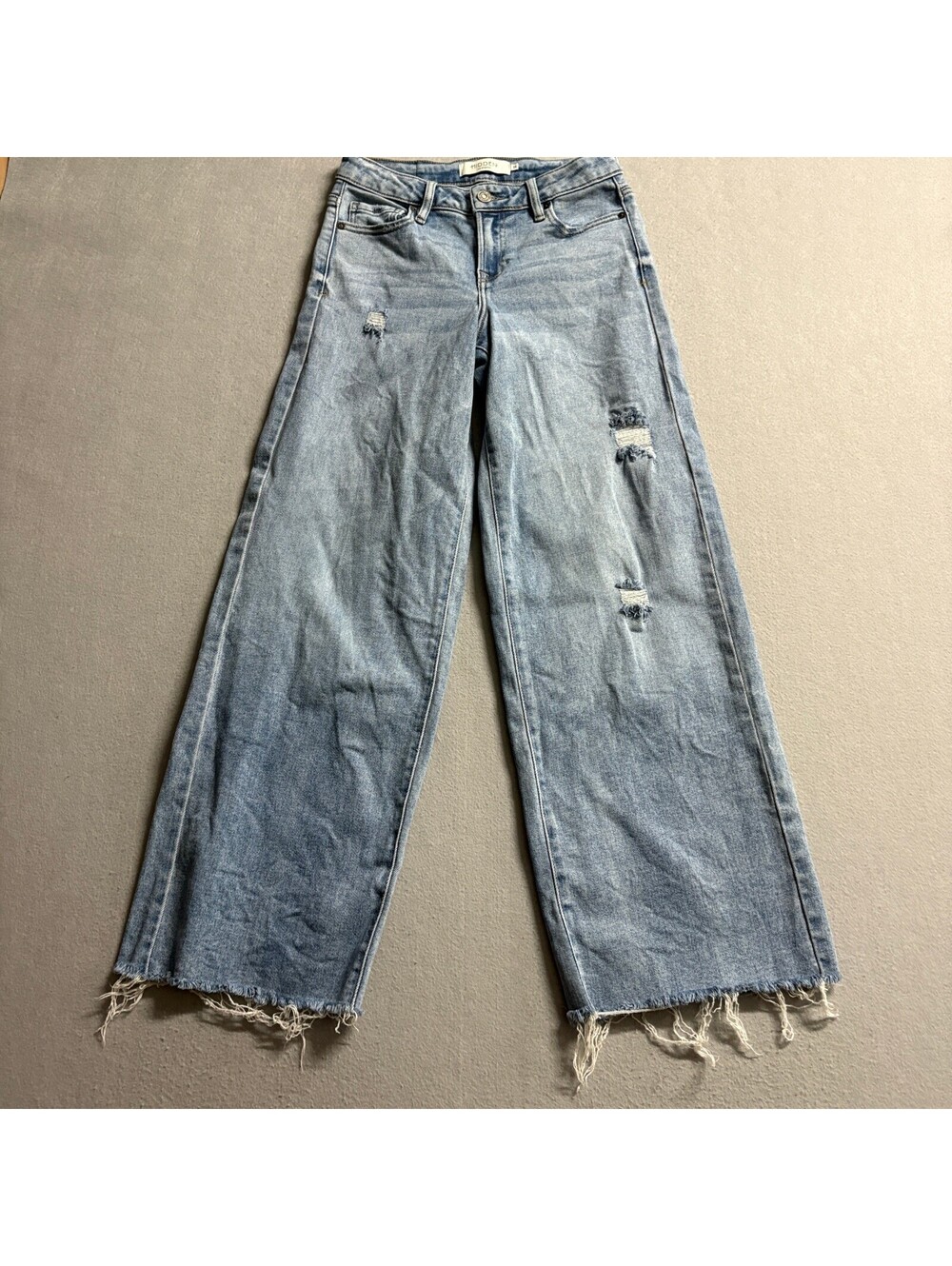Hidden Los Angeles High Rise Wide Leg Jeans Womens Size 24 Distressed Raw Hem